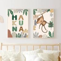 Pintura en lienzo de León, cebra, mono, arcoíris, animales, arte de pared para guardería, carteles nórdicos e impresiones, imágenes de pared, decoración de habitación de bebés y niños - details 5