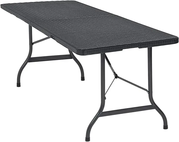 Mesa Plegable Plástico Efecto Ratán 180x75x73cm Multifuncional Portátil con Asas Intemperie - 1