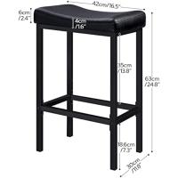 Silla Alta Cuadrada con Superficie Curva Cuero PU Espesor de 4cm Marco de Metal Altura de 63cm - details 2