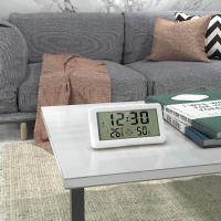 ORIA-termómetro Digital para interiores, higrómetro de 4 pulgadas, Monitor de temperatura y humedad con reloj para invernadero, habitación de bebé - details 0