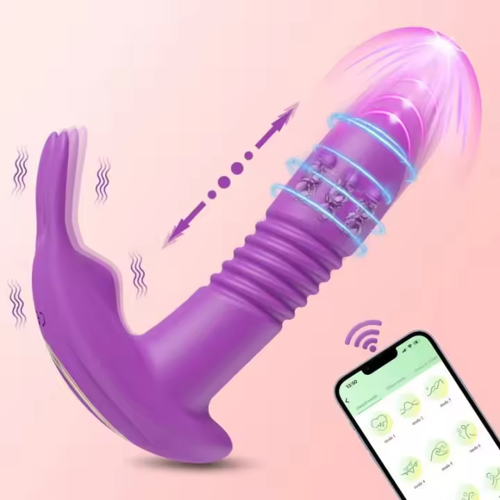 Vibrador giratorio de empuje con Bluetooth para mujer, consolador telescópico con aplicación, Control remoto, masaje de punto G, estimulador de clítoris, Juguetes sexuales - 1