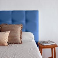 Cabecero tapizado acolchado para dormitorio, modelo Tablet largo en tela antimanchas gris antracita y medidas 151 x 125 cm para camas de 135 o 150 cm. - details 68