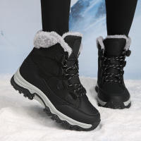 2024 nieve con botas Martin de terciopelo grueso con cordones zapatos de algodón para mujer viajes al aire libre informales grandes - details 5