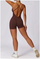 Mono de Yoga para Mujer Kailuoka Sexy Fitness Romper Sin Mangas y Espalda Disfraz Deportivo Corto en Color Sólido para Otoño e Invierno Material Exterior de Nylon - details 8
