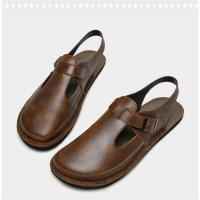 Zapatos de hombre, sandalias de cuero hechas a mano, zapatos de punta cerrada, zapatillas casuales planas sin cordones - details 6