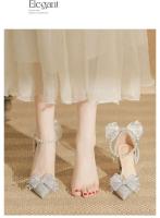 Primavera puntiagudos fiesta mujer boda novia arco tacón grueso Sier lentejuelas Hada estilo Lolita zapatos individuales - details 6