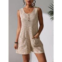 Moda de Primavera-Verano para Mujer 2025 Chaleco Sin Mangas a Rayas en Contraste Informal Pantalones Cortos de Mono Multicolor Opcional - details 4