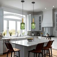 Lámpara colgante de vidrio,Lámpara colgante de vidrio Verde y enchufe dorado Lámpara de techo Candelabro - details 9