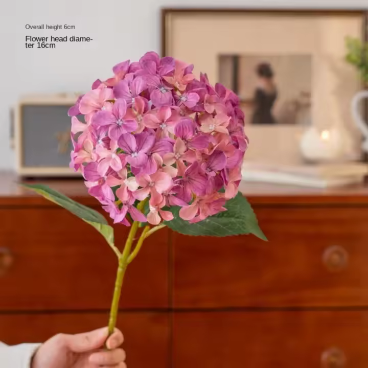 Ramo de novia de hortensia Artificial de 60CM, decoración del hogar DIY, arreglo floral de flores artificiales, ramo de flores de hortensia de seda - 1