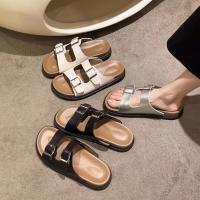 Zapatillas mujer verano nueva tendencia bocken sandalias plataforma bocken half drag pisar fee zapatillas planas frescas - details 4