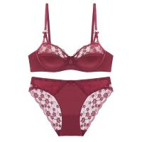 Conjunto De Sujetador Y Bragas Para Mujer En Talla Grande Con Borde De Encaje Brillante Sexy Muy Ajustado Con Anillo De Acero Suave Soporte Para Pechos Grandes - details 1