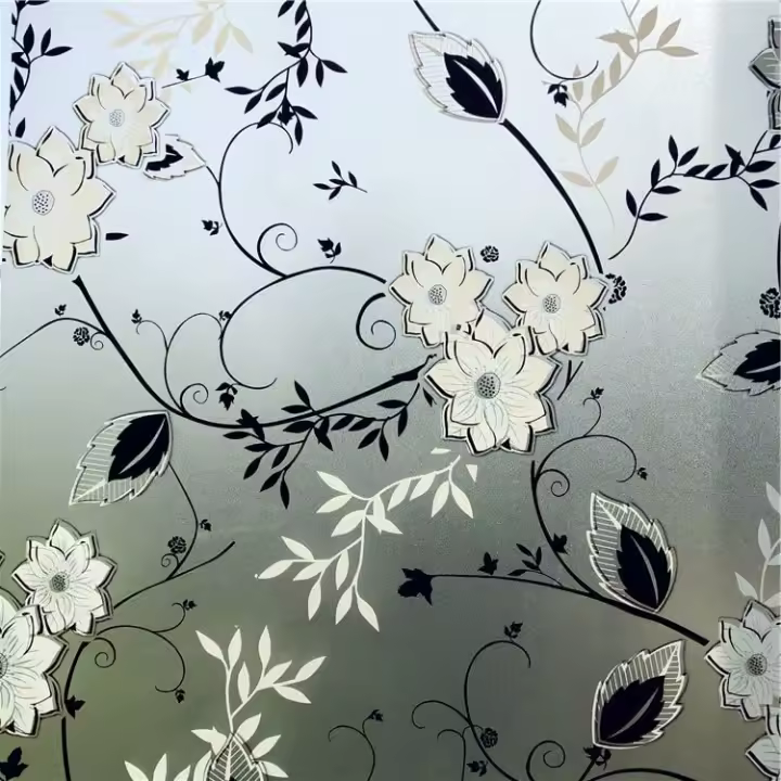 Adhesivos y películas para ventanas,Opaque self-adhesive flower motif privacy screen 45x200CM - 1