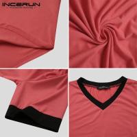 2024 batas de dormir para hombres, camisón de manga corta con cuello en V, ropa de casa acogedora de retazos, albornoces holgados a la moda para hombres, bata - details 21