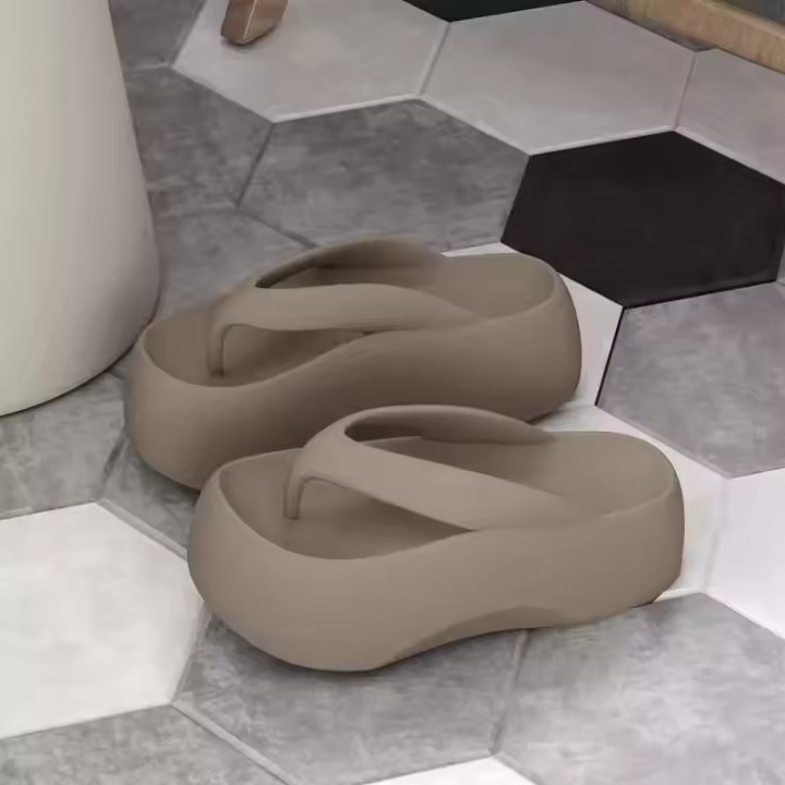 Chanclas Eva de fondo grueso para mujer con plantilla hermosas zapatillas de verano playa hogar excrementos de sensibilidad aumentada suave - 1