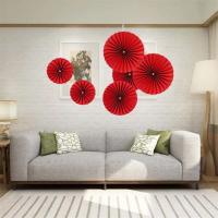 Artesanías de Papel Colgante de Boda Roja Estilo Chino 6Pcs Decoración de Pared para Dormitorio Sala de Estar Abanico de Origami DIY Party Supplies - details 4