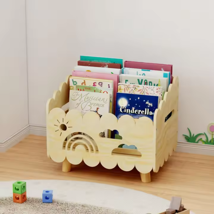 Estantería Infantil de Madera para Libros, Librería Montessori, Biblioteca, Baúl de Juguetes Infantiles, Mueble Organizador y Expositor de Libros Infantiles, para Dormitorio, Habitación de Niños, Sala de Juegos - 1