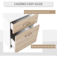 Mesa de Ordenador PC 137x55x92 cm Escritorio con Estantería de 3 Estantes 2 Cajones y Soporte para Impresora para Oficina Estudio Despacho Blanco y Roble - details 5