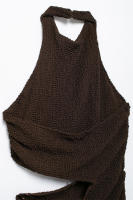 Estilo de mujer Marrón Cuello Halter Tejido ss, Sin mangas, Elegante - details 1