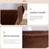 Cesto de lavandería cuadrado práctico, cesta de ropa sucia marrón de 38cm con asas, cesta de almacenamiento tejida a mano extraíble para toallas - details 3