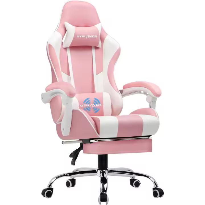 Silla de Juegos Ergonómica con Masajeador Soporte Lumbar Ajustable en Altura - 1
