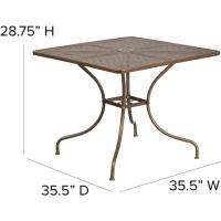 Muebles Mesa de Patio de Acero 35.5SQ, Metal, Oro, 35.5' Cuadrado - details 2