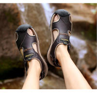 Sandalias clásicas de cuero genuino para hombre, zapatos transpirables de cuero de vaca, sandalias romanas suaves para exteriores, Verano - details 20