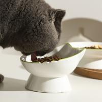 Cuenco de cerámica para gatos, cuenco de alimentación para comida de perros con boca inclinada, antivuelco, multiusos, alimentador para beber, protección del cuello - details 3