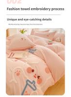 Juego de Ropa de Cama con Diseño de Pato Conejo Oso de Dibujos Animados para Niños Funda de Edredón Cubierta de Cama y Funda de Almohada de Cuatro Piezas - details 5