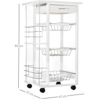 cocina ruedas 3 cestas metal y 2 botellasmara pino temporáneo 47x37x83cm blanco - details 4