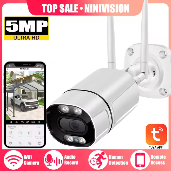 Cámara de Seguridad IP 5.0MP Tuya Smart Life App Visión Nocturna Wifi Cámara de Balas - 1