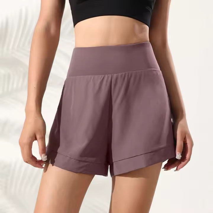 Shorts Deportivos de Cintura Alta para Mujeres Color Sólido, con Bolsillo, Ideal para Yoga, Workout, Correr, Bailar, Golf, Tenis - 1