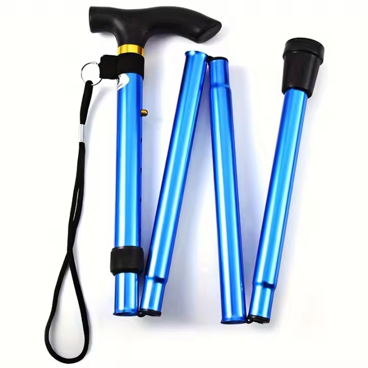Bastón plegable ligero con punta de goma y altura ajustable, perfecto para senderismo, Trekking y viajes - 1