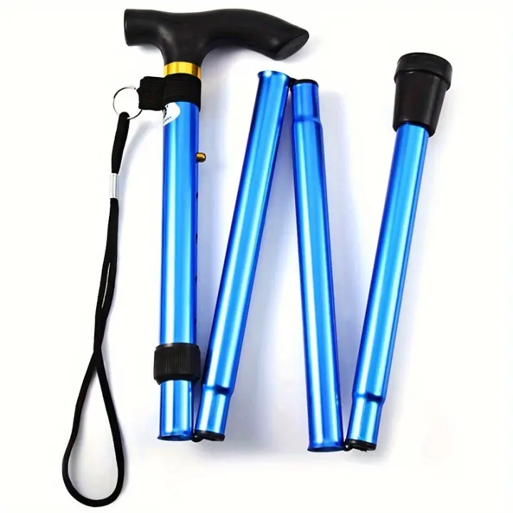 Bastón plegable ligero con punta de goma y altura ajustable, perfecto para senderismo, Trekking y viajes - 1