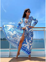 Vestido sin mangas con cuello en V estampado con tirantes de verano 2025 - details 2