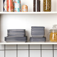 LOVECASA-Juego de cena para 4, vajilla de gres, servicio de 16 piezas con plato de cena/postre/sopa, tazón de cereales, gris degradado - details 10