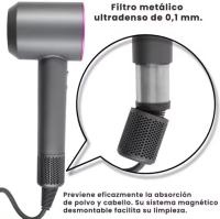 Secador de Pelo Profesional iónico Super Secador de Pelo, Diseño Innovador de Última generación Sin Aspas, Peso y Tamaño Reducidos, Con Seis Accesorios, incluye soporte de pared, Boquilla Alisadora, Flyaway, Difusor, Boquilla aire suave, Boquilla suave - details 4