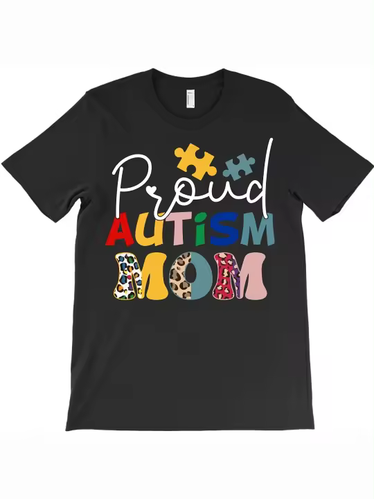 Orgulloso autismo mamá leopardo patrón diseño autismo Awa camiseta papá regalo suave y cómodo cuello redondo manga corta - 1