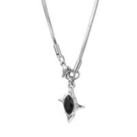 Collar de Acero Titanio Unisex con Zirconia y Estrellas Gemelas Diseño Exclusivo Hip-Hop Lujoso - details 8