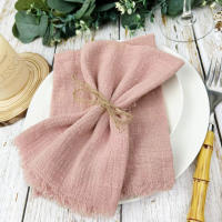 Elegante Pañuelos de Gasa de Algodón Retro 20 Pcs Lineno Burr para Boda, Fiesta, Comedor Diario - details 0