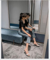 Zapatillas de cuero de tacón alto, tacones delgados para mujer, zapatillas geniales de un personaje de moda de verano, nuevas - details 10