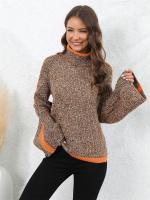 Suéteres de punto para mujer, Jersey corto de cuello alto oscuro, básico, informal, juvenil, prendas de punto cálidas, novedad de otoño - details 3
