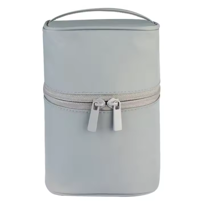 Con bolsa de gran capacidad Color crema cremallera organizador de viaje cilindro bolsa de cosméticos bolsas de almacenamiento coreanas bolsa de aseo para mujer - 1