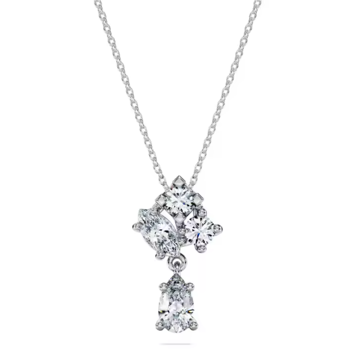 Swarosk-collar con colgante de piedra CZ transparente para mujer, de Plata de Ley 925, colgante de cristal, regalo de joyería ﻿ - 1