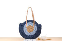 Bolso de paja tejido de un hombro redondo Simple para mujer, moda de playa, nuevo - details 7
