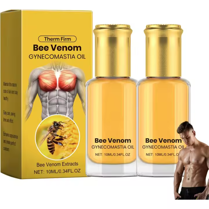 Aceite de ginecomastia Thermofirm, veneno de abeja avanzado para fortalecer los músculos del pecho 2PCS - 1
