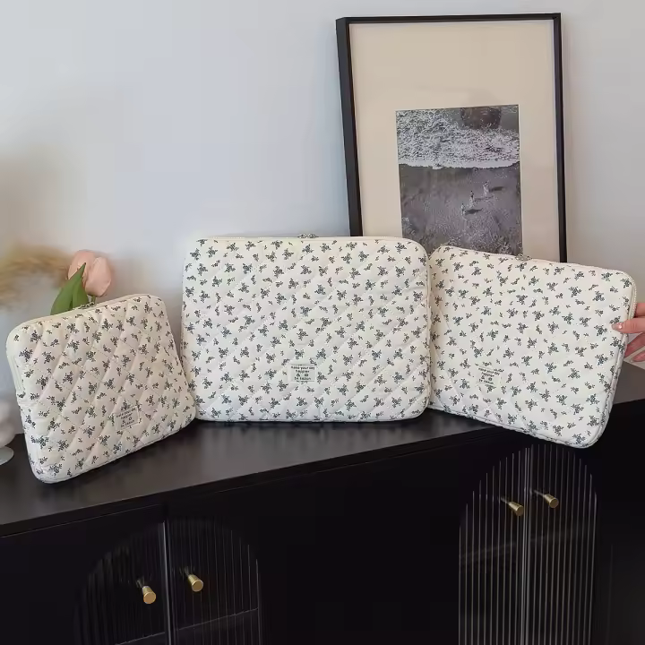 1 unidad de bolso acolchado para ordenador portátil con estampado de flores elegante, funda protectora para ordenador de 11 pulgadas/14 pulgadas/15 pulgadas, funda para ordenador portátil - 1