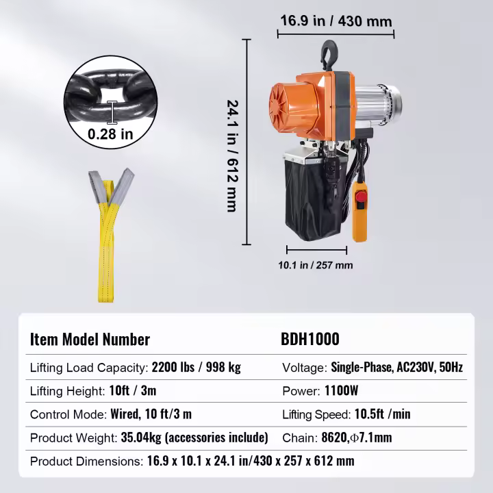 Polipasto eléctrico de cadena SucceBuy, ideal para garajes, tiendas, hoteles y hogares. - 1