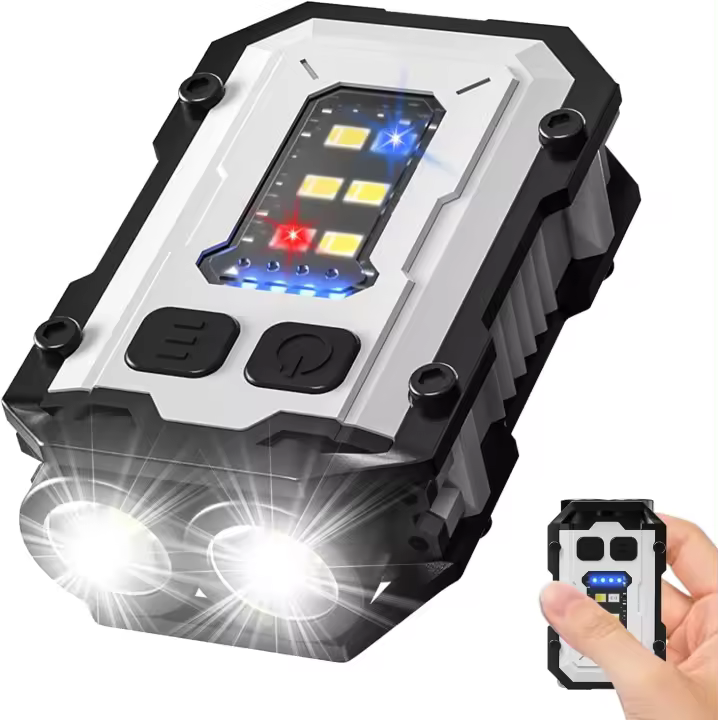 Linterna EDC de 200 lúmenes con luz blanca, roja y azul, 8 modos, mini linterna de llavero de bolsillo, recargable por USB-C, imán trasero, linterna impermeable IPx4 para acampar, al aire libre - 1
