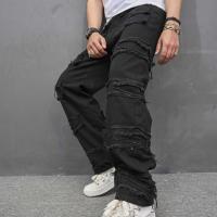 Pantalones vaqueros negros informales para hombre, pantalones sueltos de pierna ancha de calle alta, tendencia americana, nuevo - details 1
