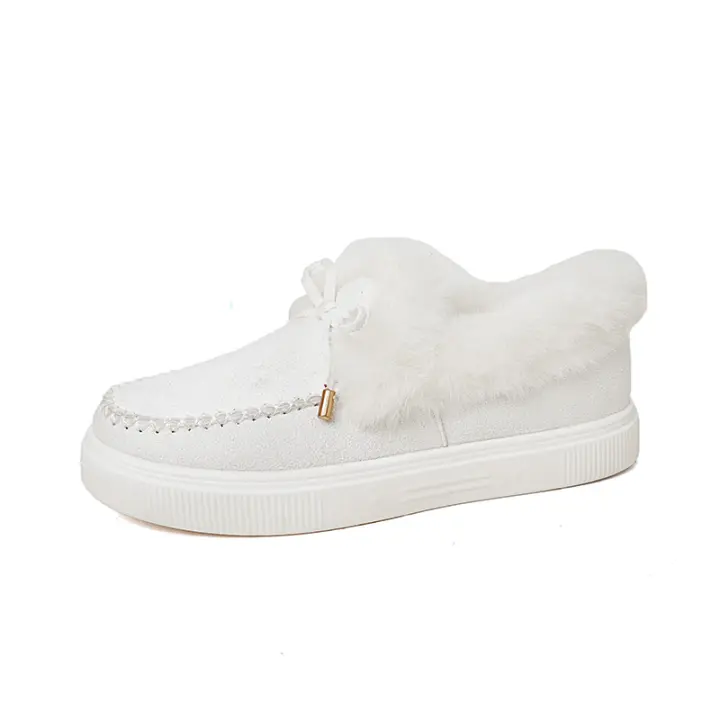 Botas de nieve de terciopelo para mujer, botines cálidos de felpa con cordones, zapatillas suaves, zapatos cómodos de algodón, invierno, 2023 - 1